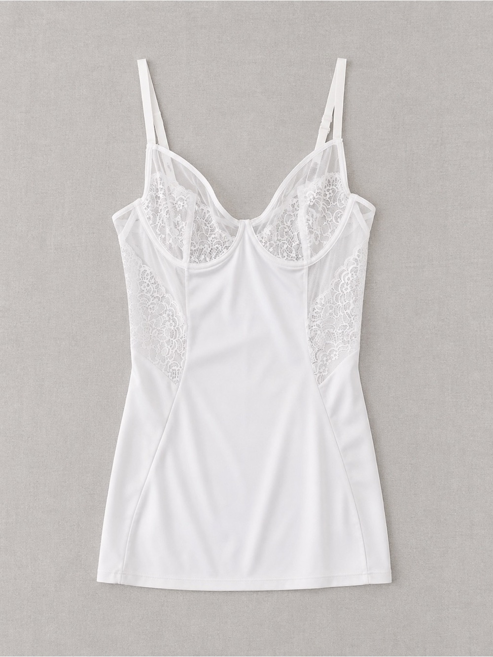 Coquette White Lace & Sheer Mesh Underwire Bustier Camisole Top